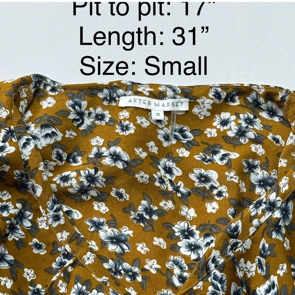 After Market Floral Print Dress Ruffle Trim Long Sleeve Mini Dress Small - Picture 2 of 2